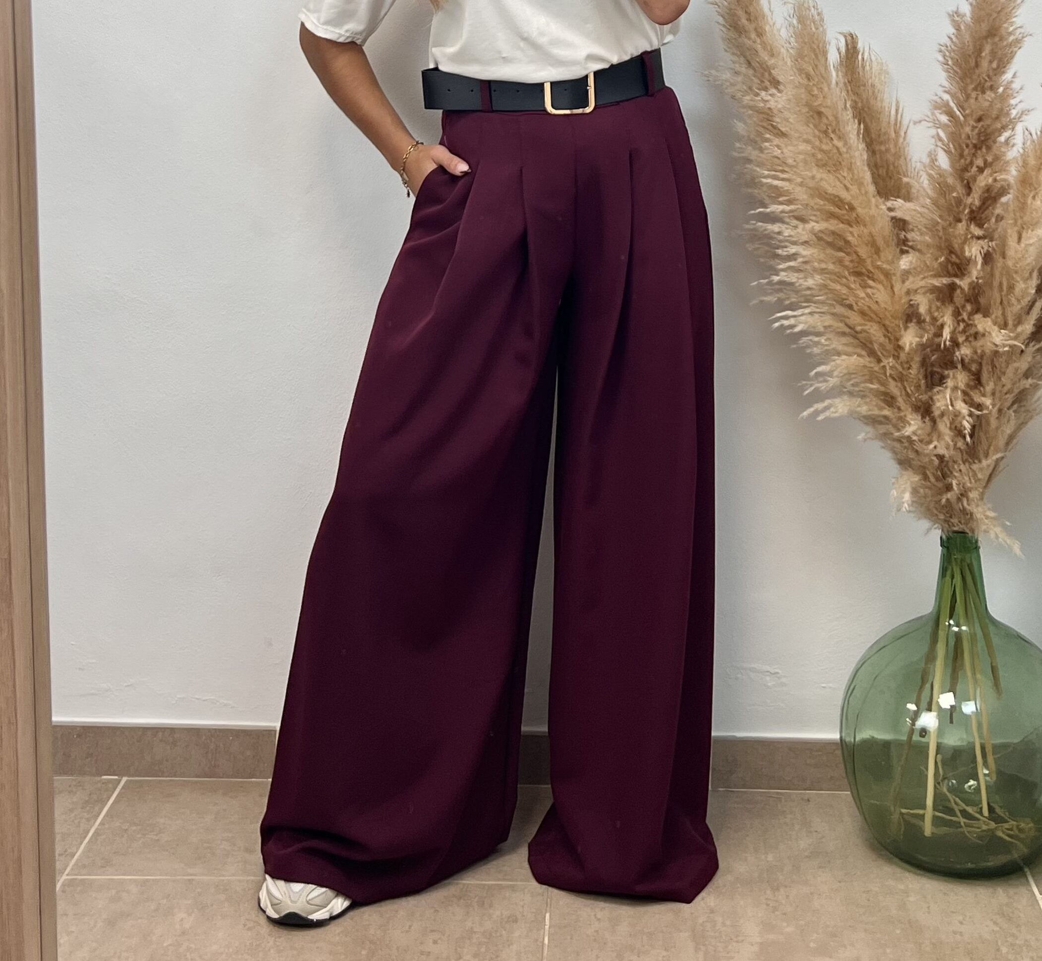 Pantalón Palazo Maribel - Burdeos