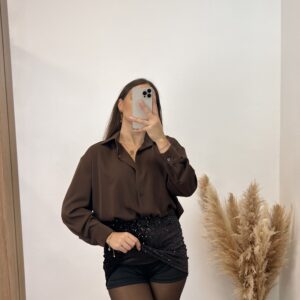 Alternative view of Falda Pantalón Brillo I Chocolate I 50745