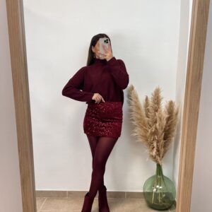 Alternative view of Falda Pantalón Brillo I Burdeos I 50745