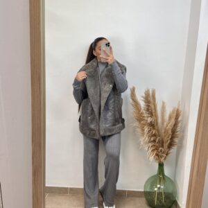 Alternative view of Chaleco borrego maría I gris I 30052