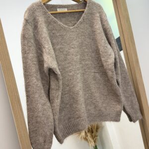 Jersey Bruselas cuello de pico I Taupe I OK816
