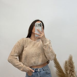 Alternative view of Jersey trenzado corto I camel