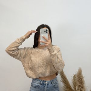 Jersey trenzado corto I camel