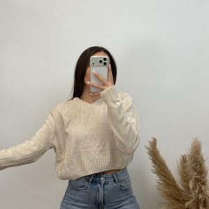 Alternative view of Jersey trenzado corto I beige