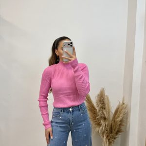 Jersey canalé cuello perkin I rosa fucsia