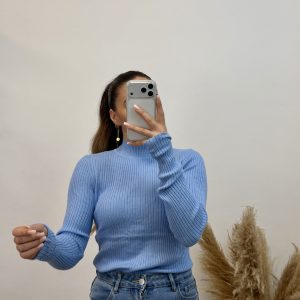 Jersey canalé cuello perkin I celeste