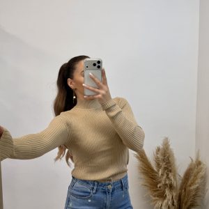 I Jersey canalé cuello perkin I camel