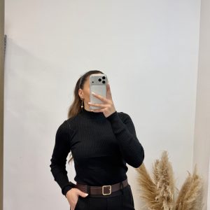 Alternative view of Jersey canalé cuello perkin I negro