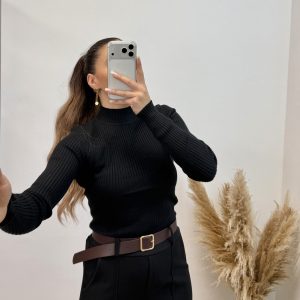 Jersey canalé cuello perkin I negro