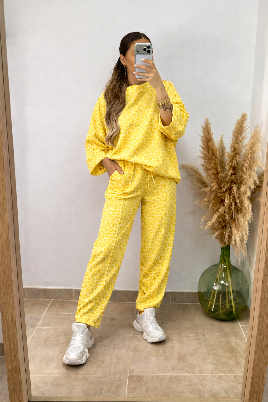 Conjunto de chándal inspiración Zara de leopardo – amarillo PREVENTA