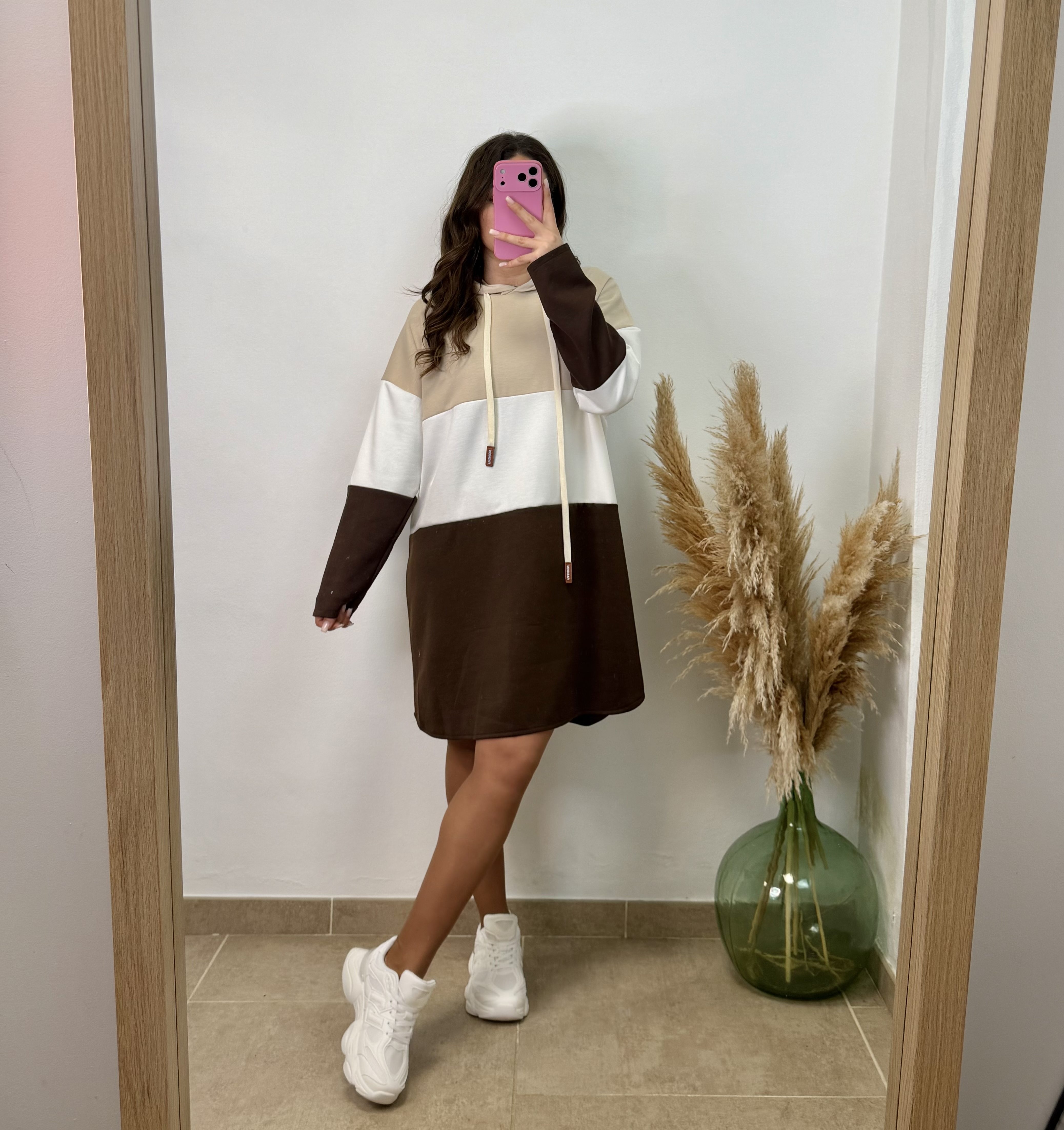 Vestido de rayas tricolor – chocolate