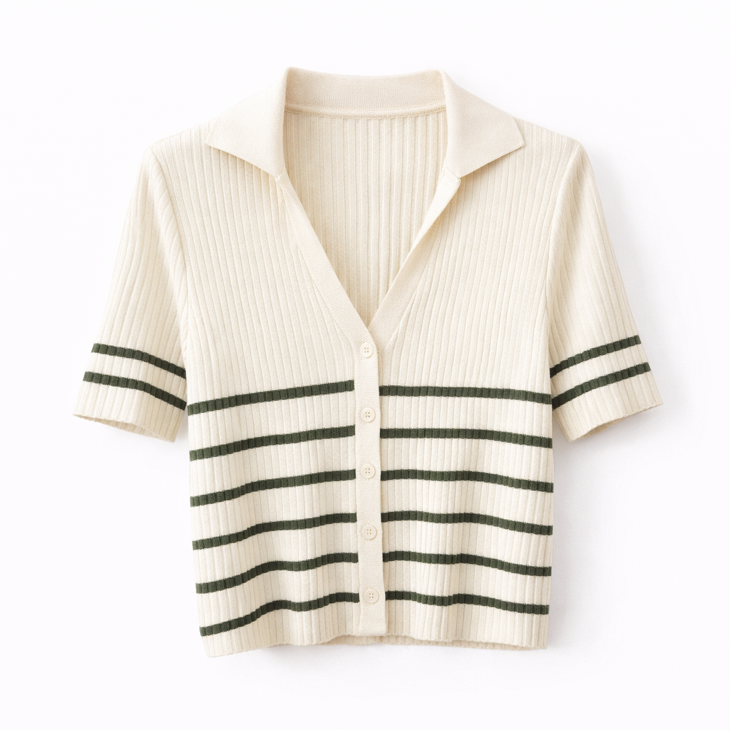 Camiseta cuello polo – Blanca y verde