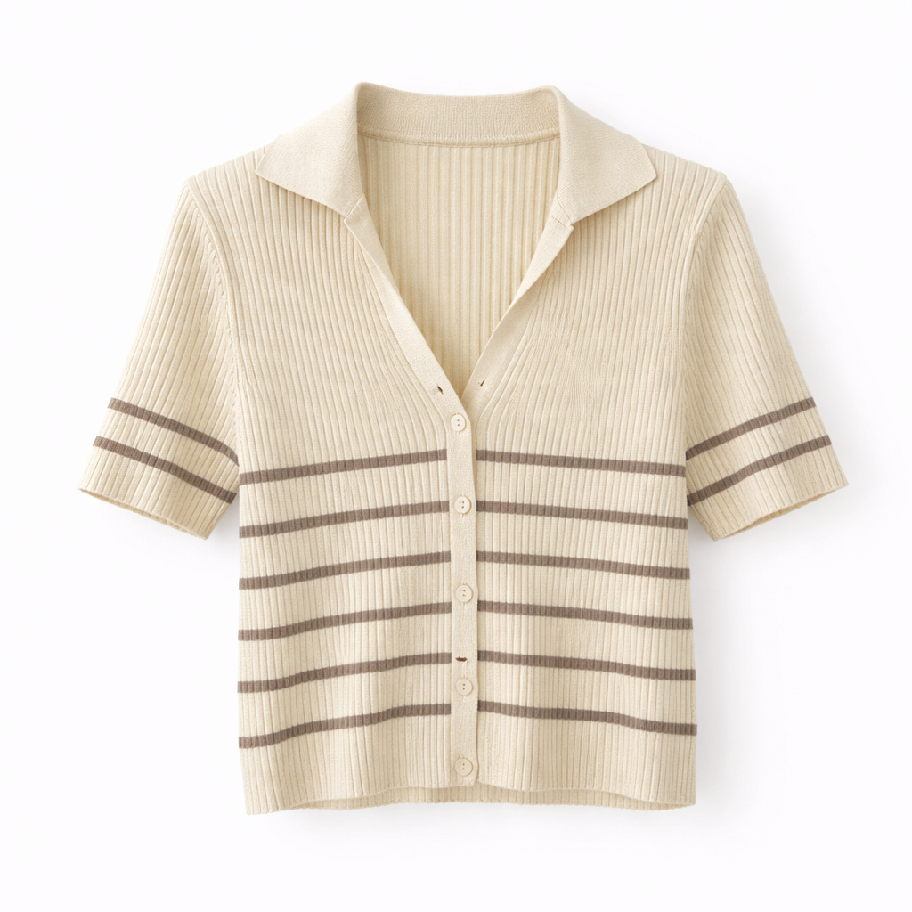 Camiseta cuello polo – Beige y taupé