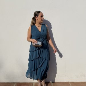 Vestido volante - Azul petróleo