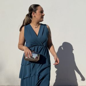 Alternative view of Vestido volante - Azul petróleo