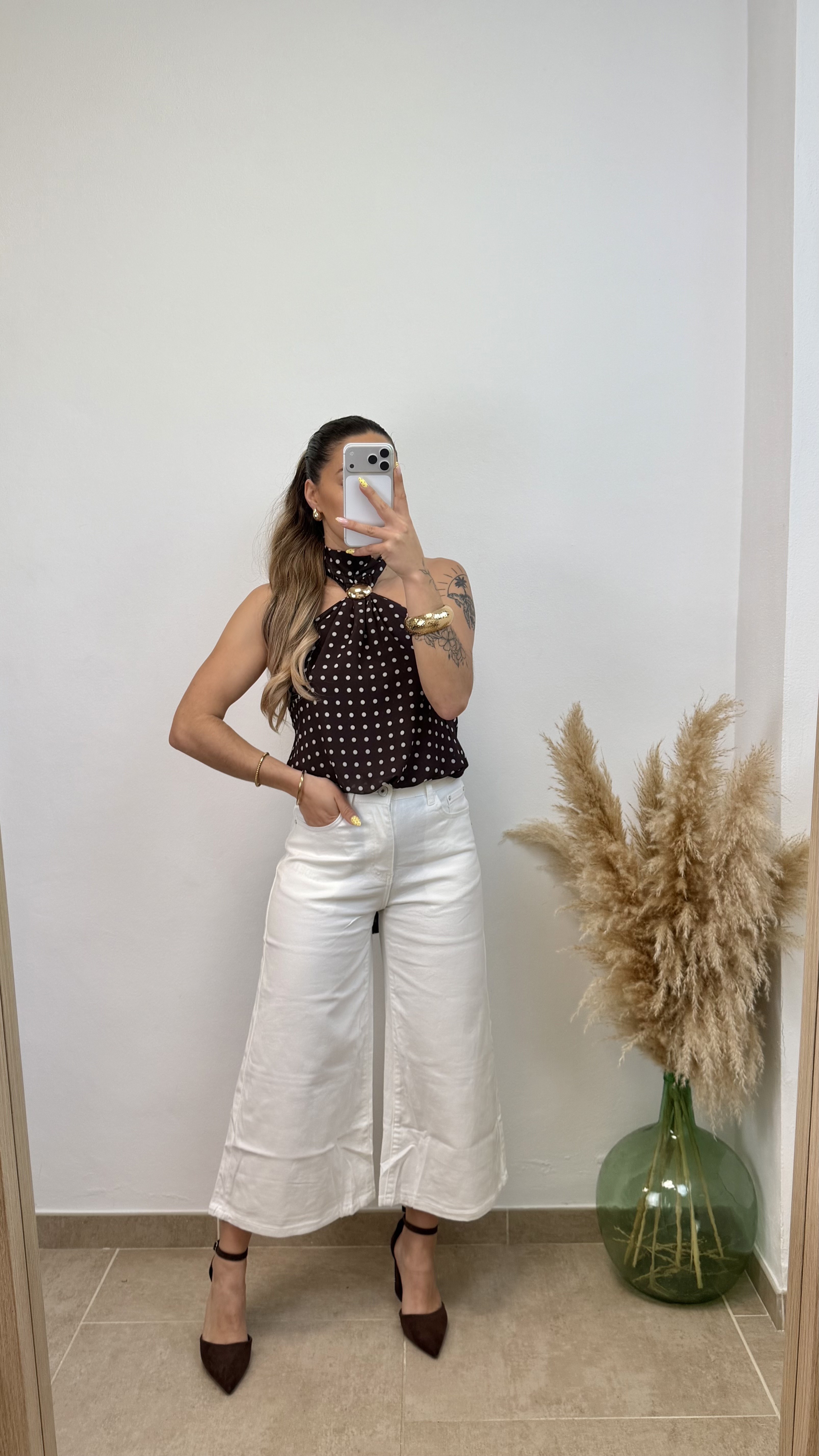 Pantalón vaquero midi - Blanco - Imagen 2