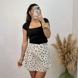 Falda pantalón lunar - blanco con lunar negro