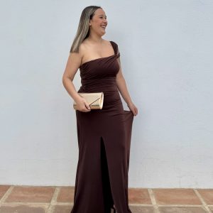 Vestido asimétrico - Chocolate