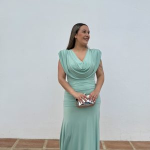 Alternative view of Vestido cuello caído - Verde agua