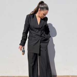 Traje blazer cruzada - Negro