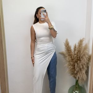 Camiseta  viral asimétrica - Blanco