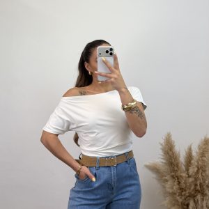 Top camiseta asimétrico -Blanco