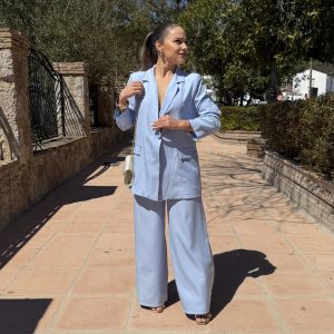 Alternative view of Traje de chaqueta oversize - Celeste