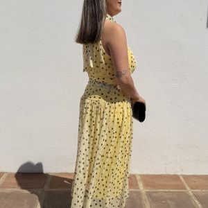 Alternative view of Vestido lunar fruncido y vuelo - Amarillo