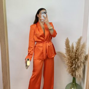 Traje de dos piezas satinado - naranja