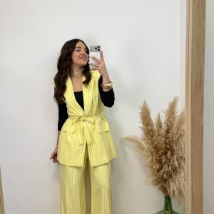 Pantalón + Chaleco de Raya - Amarillo