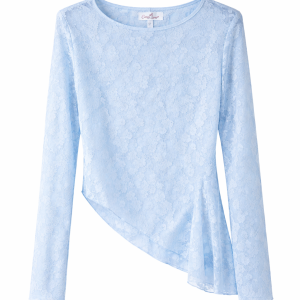 Camiseta encaje transparencia - Celeste