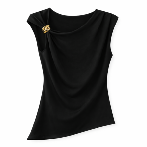 Camiseta detalle hombro - Negro