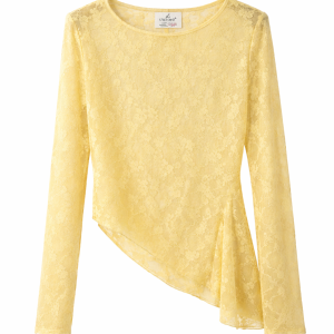 Camiseta encaje transparencia - Amarillo
