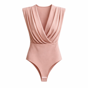 Body hombreras escote pico - Rosa empolvado
