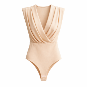 Body hombreras escote pico -Beige