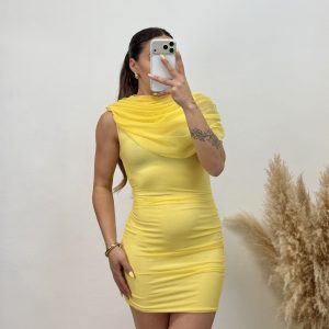 Vestido corto gasa - Amarillo