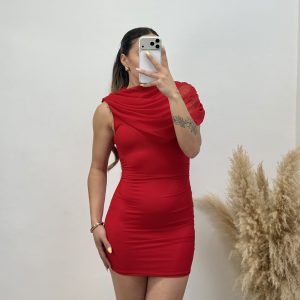Vestido corto gasa - Rojo