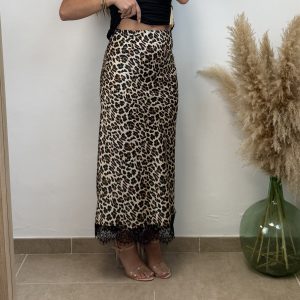 Falda satinada leopardo