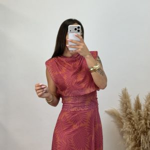 Alternative view of Conjunto 2 piezas falda - Naranja-rosa