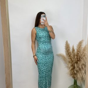 Vestido leopardo gasa 2.0 - Verde agua