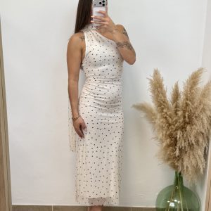 Vestido lunar al cuello - Blanco