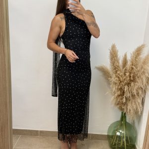 Vestido lunar al cuello - Negro