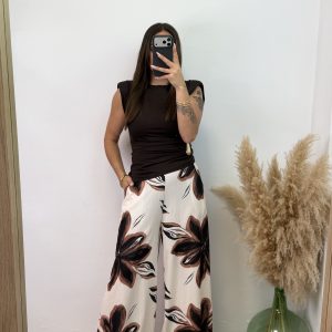 Alternative view of Pantalón flor palazo - Beige