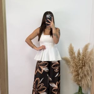 Alternative view of Pantalón flor palazo - Chocolate