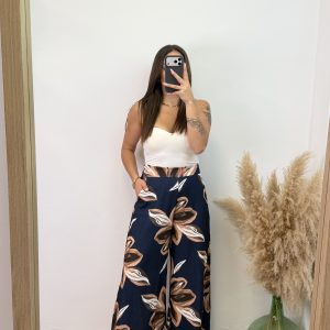 Alternative view of Pantalón flor palazo - Azul marino