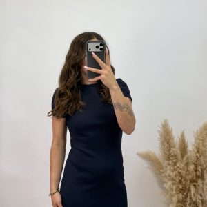 Alternative view of Vestido canalé manga corta