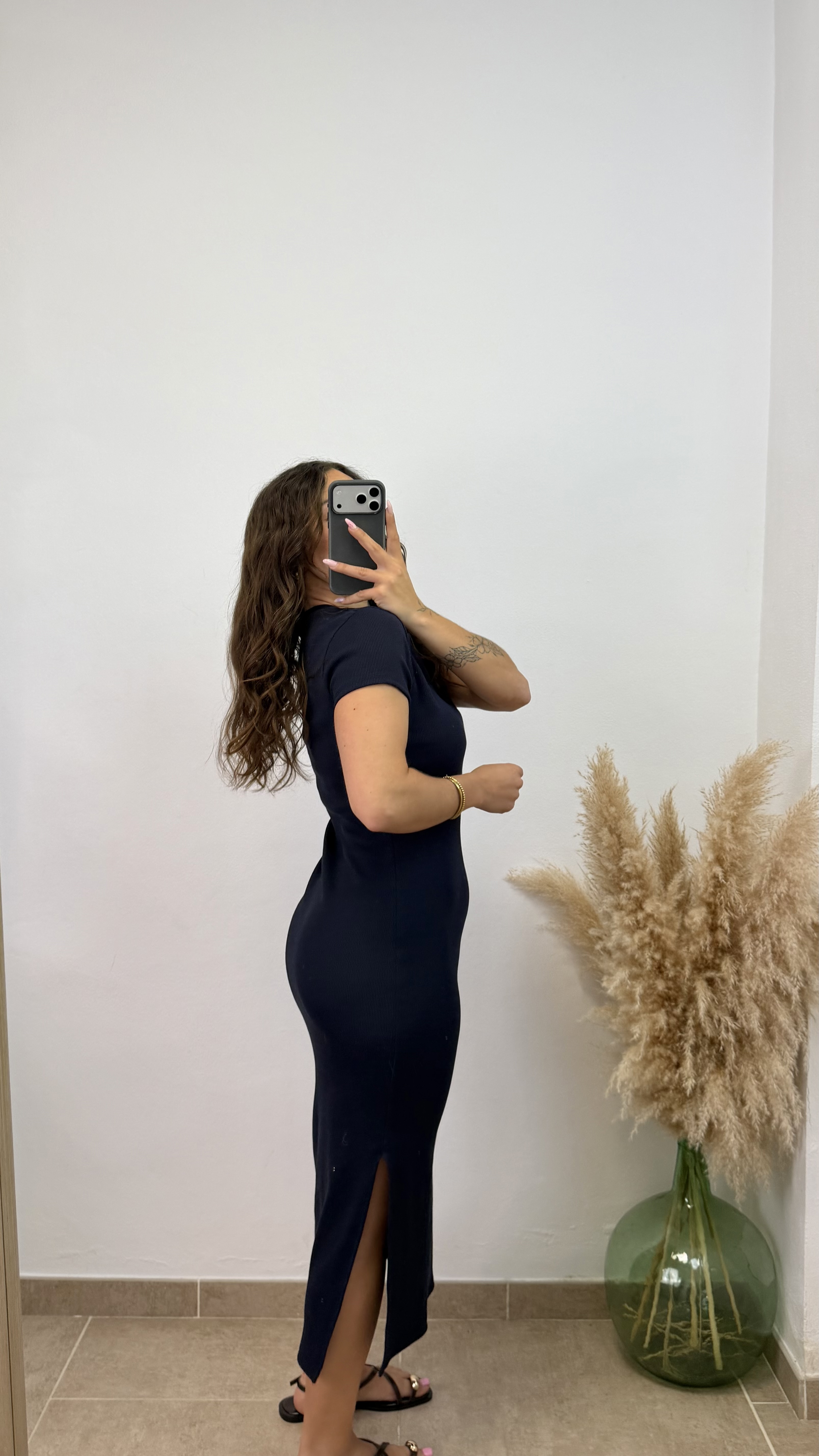 Vestido canalé manga corta - Imagen 3