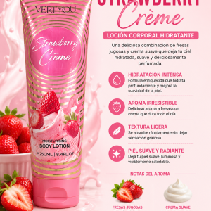Loción Corporal Strawberry Crème – Hidratación Dulce con Fresa y Crema 250 ml