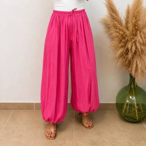 Pantalón globo puño liso -  Rosa fucsia PREVENTA