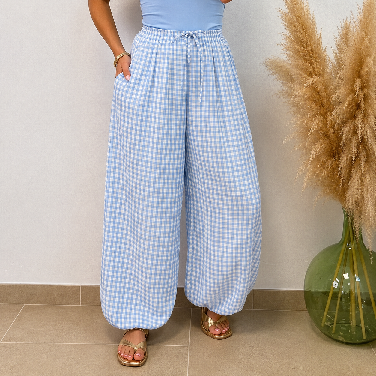 Pantalón globo vichi - celeste